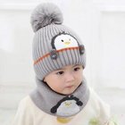 Mini Fashion - Cute Penguin Design - Børnehue & -tørklæde