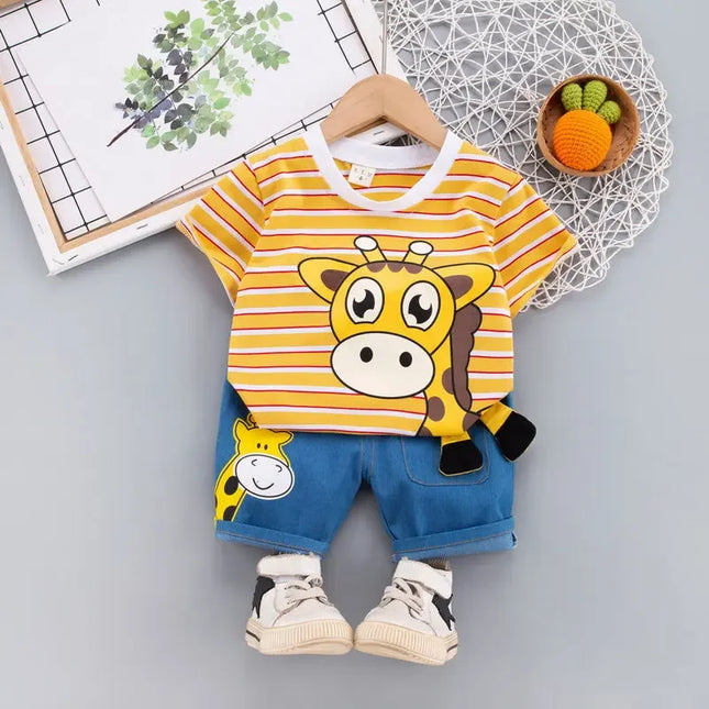 Mini Fashion - Giraffe Print - Bomuld tøj sæt