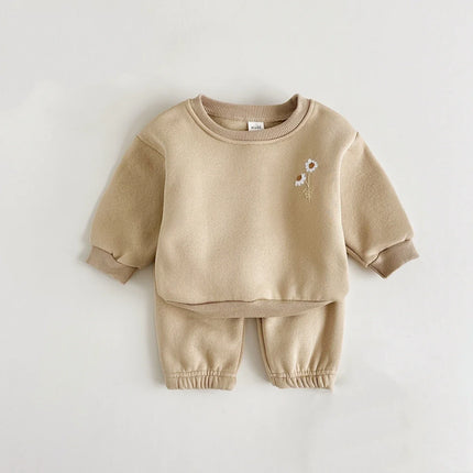 Mini Fashion - Warm & Comfortable - Tracksuit with Floral Embroidery