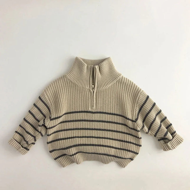Mini Fashion - Simple Zipper - Children's Zipper Sweater