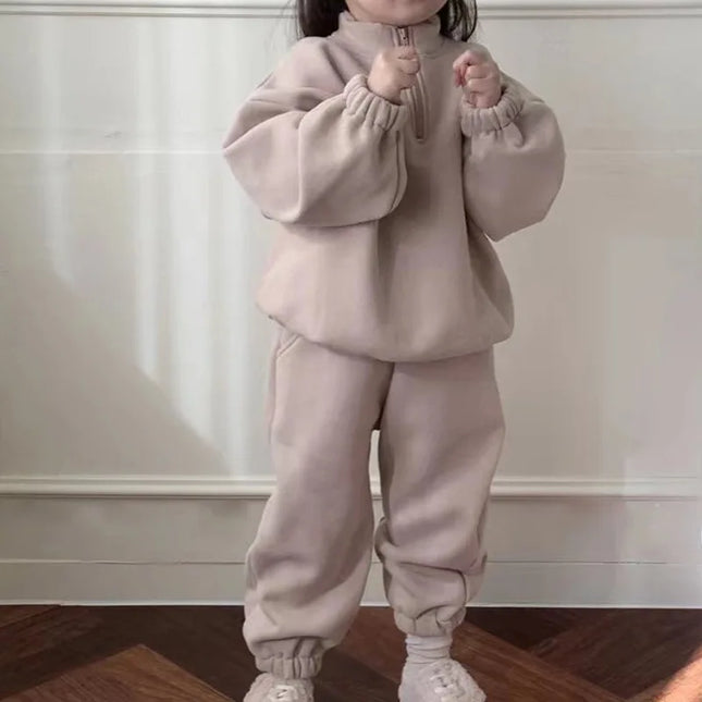 Mini Fashion - Fleecetræningsdragt med lynlås