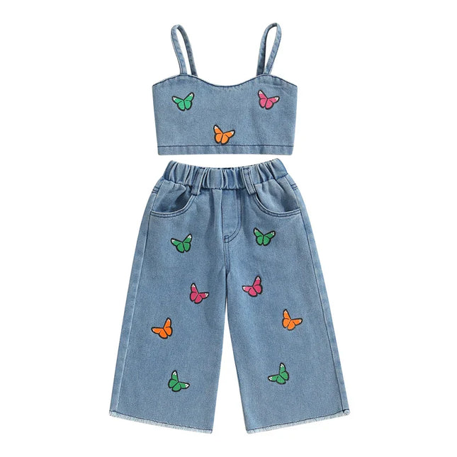 Mini Fashion - Beautiful Embroidery - Denim Summer Set