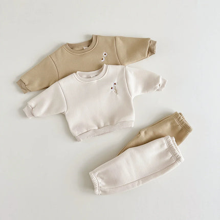Mini Fashion - Warm & Comfortable - Tracksuit with Floral Embroidery