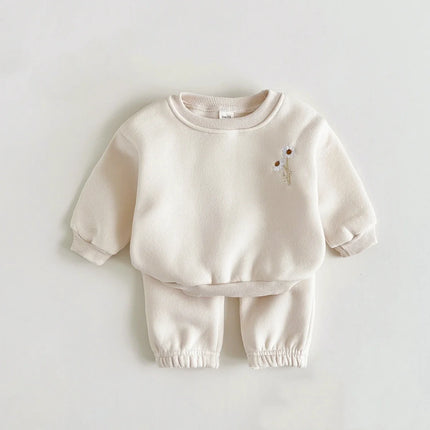 Mini Fashion - Warm & Comfortable - Tracksuit with Floral Embroidery