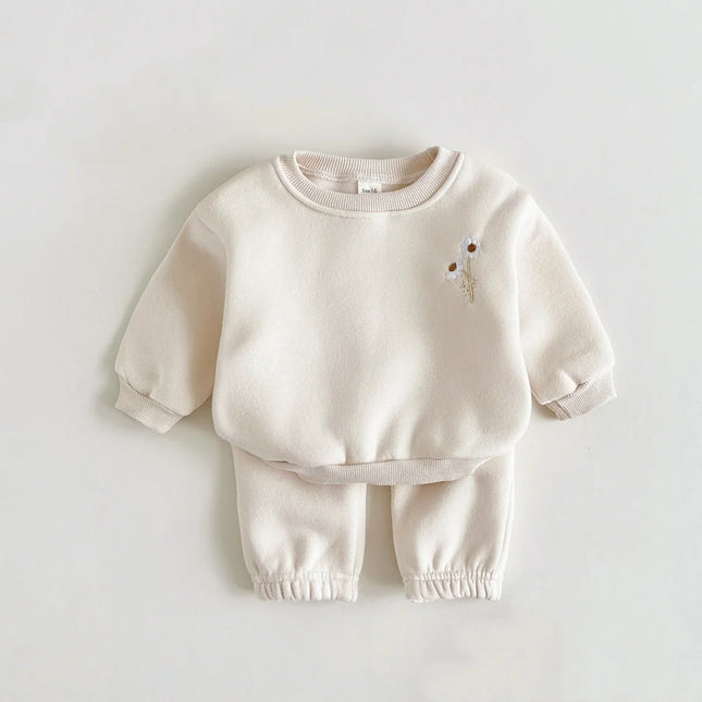 Mini Fashion - Warm & Comfortable - Tracksuit with Floral Embroidery