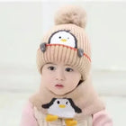 Mini Fashion - Cute Penguin Design - Børnehue & -tørklæde