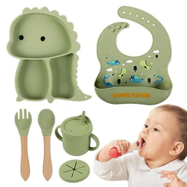 Dino Tablewear Set - 7-piece set - Silicone Children's Tableware