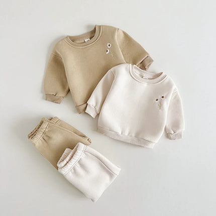 Mini Fashion - Warm & Comfortable - Tracksuit with Floral Embroidery