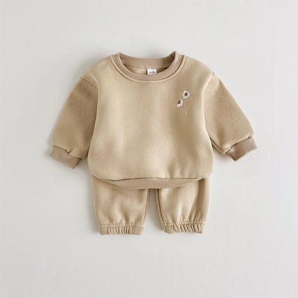 Mini Fashion - Warm & Comfortable - Tracksuit with Floral Embroidery