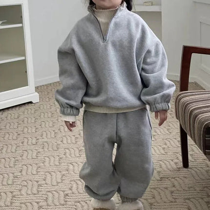 Mini Fashion - Fleecetræningsdragt med lynlås