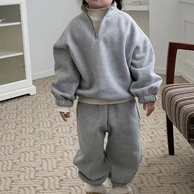 Mini Fashion - Fleecetræningsdragt med lynlås