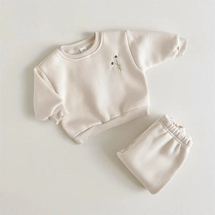 Mini Fashion - Warm & Comfortable - Tracksuit with Floral Embroidery
