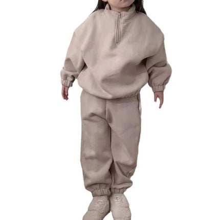 Mini Fashion - Fleecetræningsdragt med lynlås