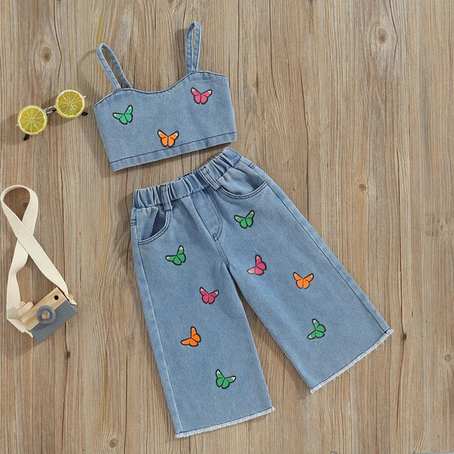 Mini Fashion - Beautiful Embroidery - Denim Summer Set